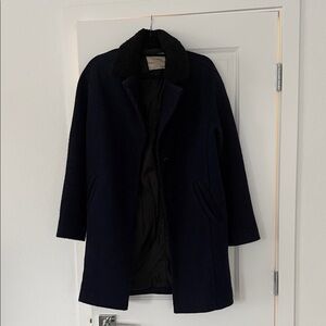 Zara Navy Coat with Black Trim